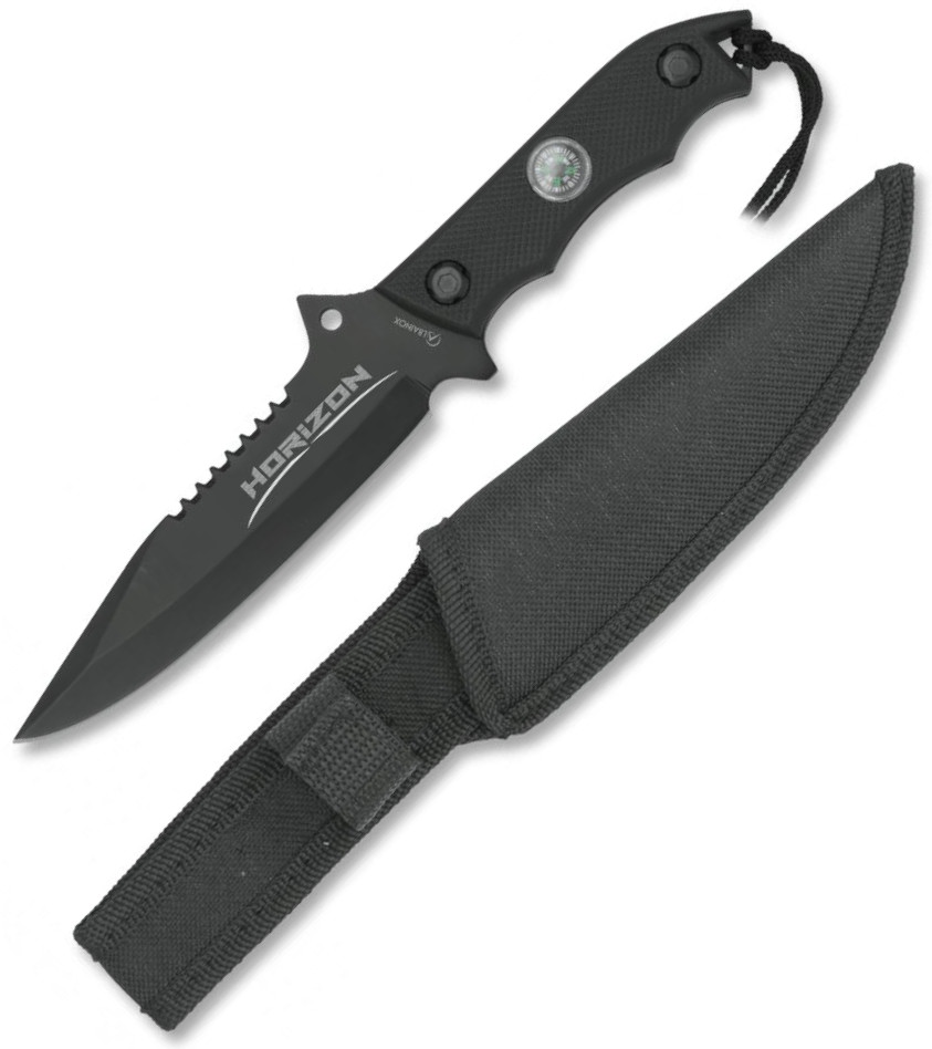 Cuchillo táctico Albainox Horizon negro pequeño con hoja de 13,2 cm y mango ABS