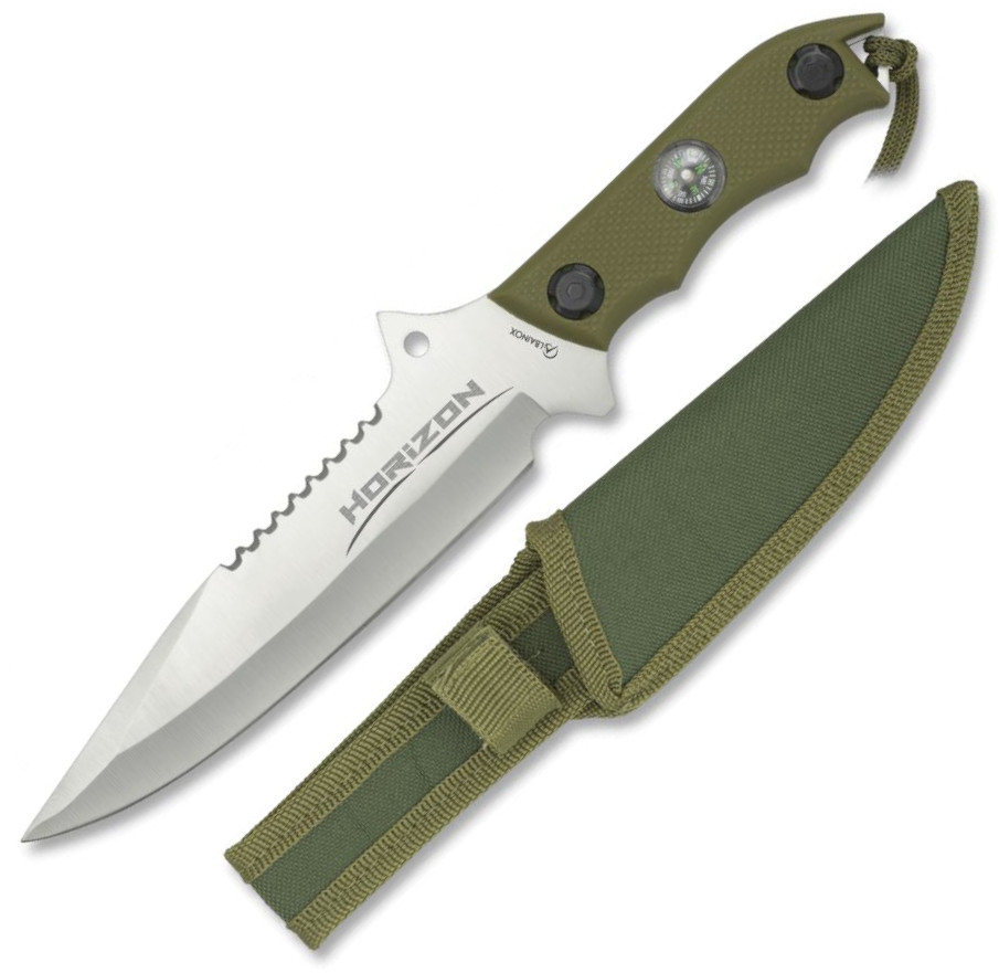Cuchillo táctico Horizon grande de Albainox con hoja de 17,2 cm y funda de nylon incluida