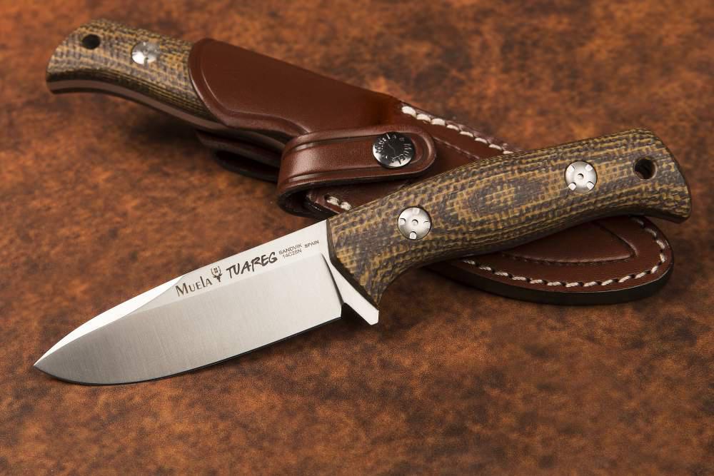 Muela Cuchillo Tuareg con cachas de micarta yute mostaza
