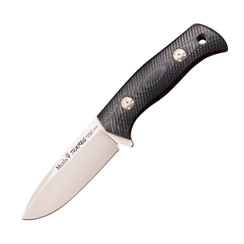 Muela Cuchillo Tuareg con mango de micarta negra y azul