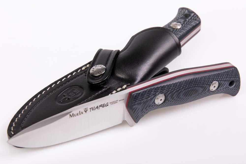 Muela Cuchillo Tuareg con mango de micarta negra y azul