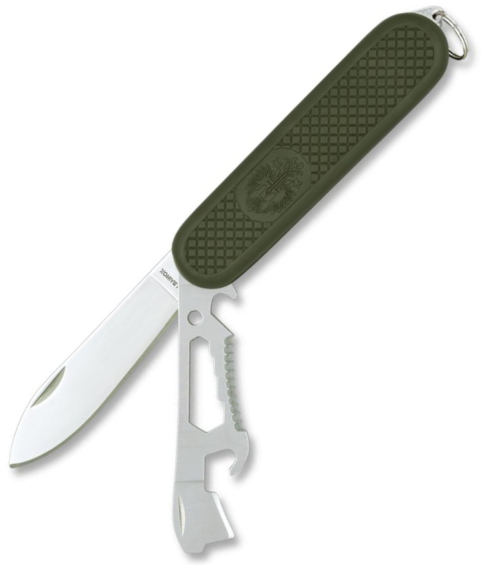 Navaja multiusos Albainox de 7 usos con mango de fibra verde y ho...