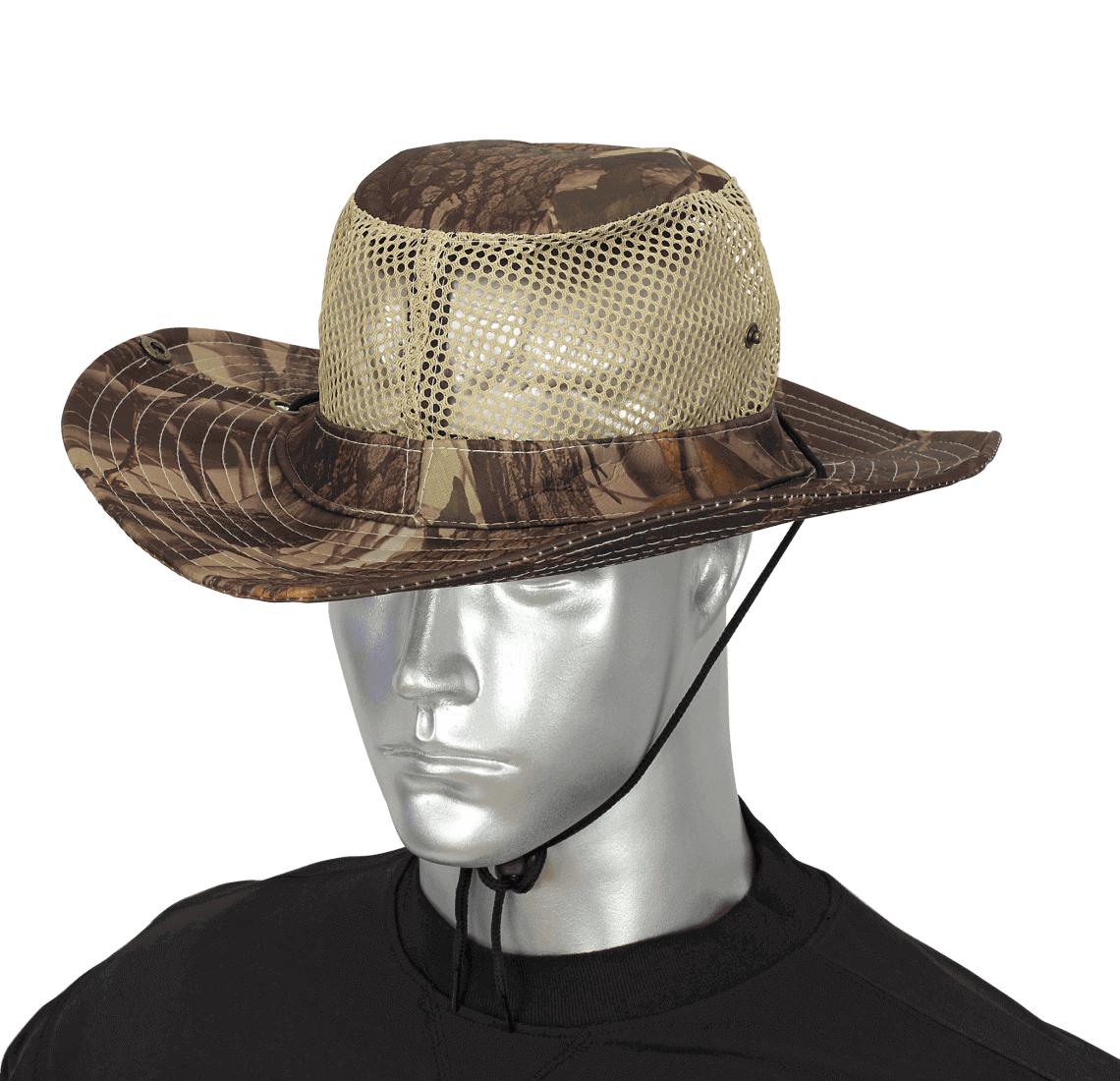 Chambergo de camuflaje de color marrón con rejilla