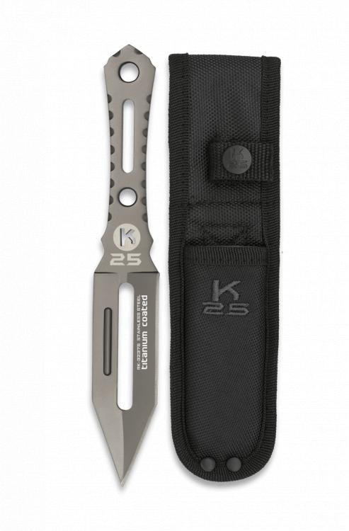 Cuchillo lanzador K25 de un sólo filo con hoja revestida de tita...
