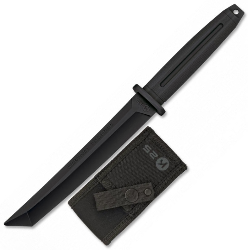 Cuchillo K25 de entrenamiento engomado negro CONTACT TRAINER con hoja de 19,3 cm