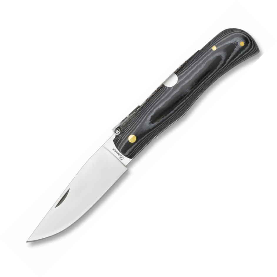 Navaja ALBAINOX con mango de micarta negra y hoja de acero carbon...