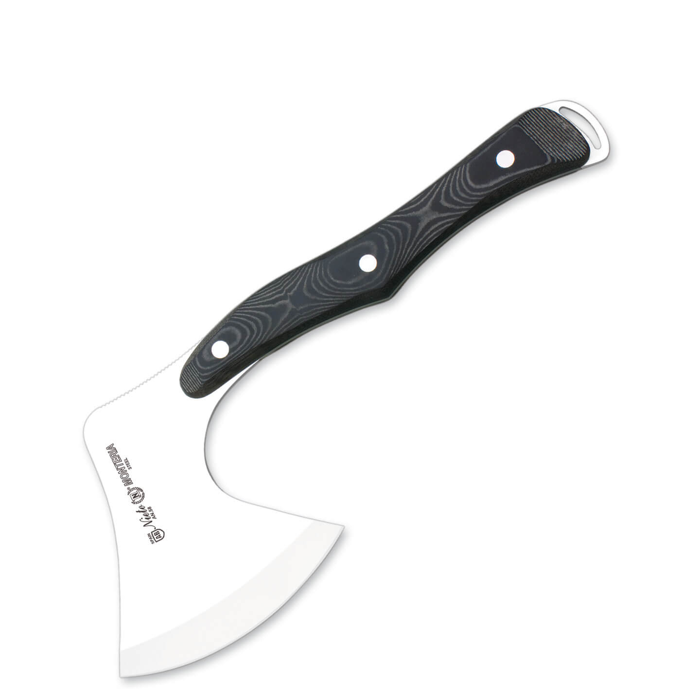 Hacha de caza Nieto Monteria con mango de micarta negra y hoja de...