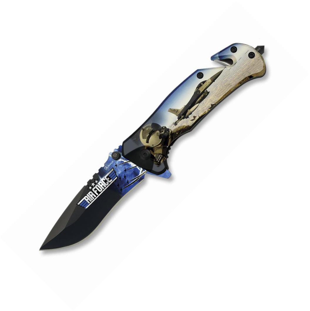 Navaja asistida 3D Albainox con FOS, impresión AIR FORCE y hoja de 8,2 cm