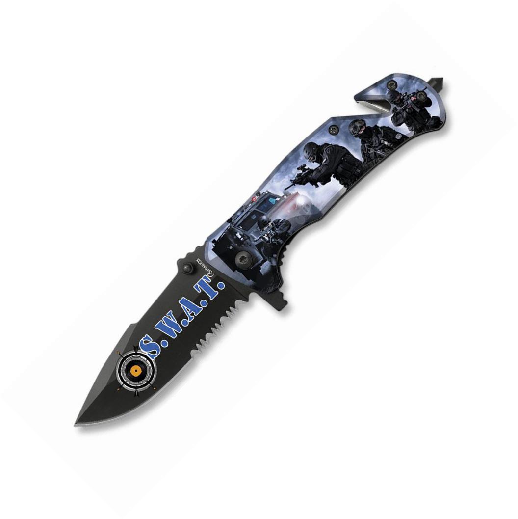 Navaja táctica Albainox con impresión 3D SWAT, FOS y hoja de 8,2 cm