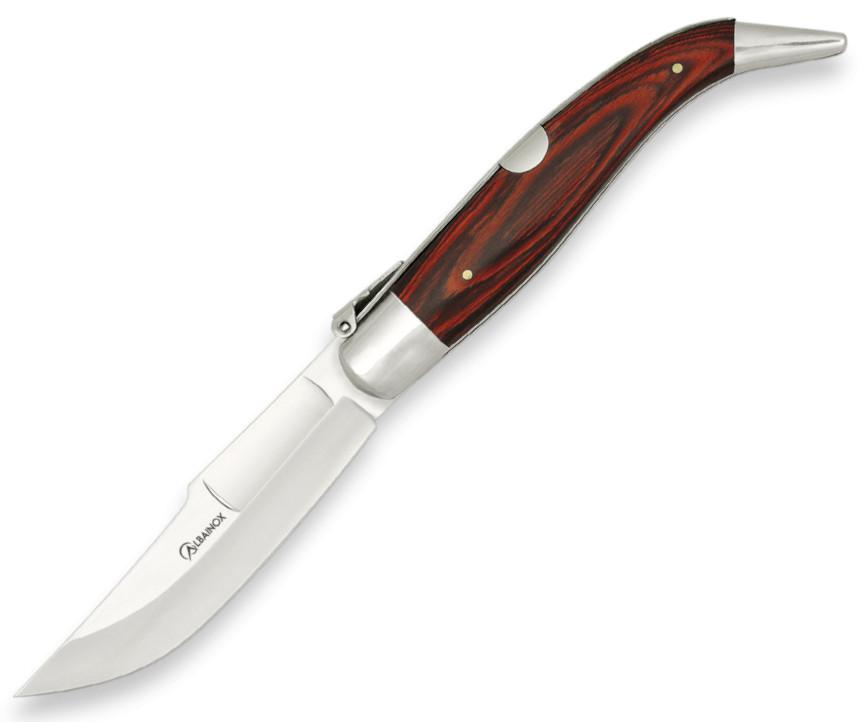 Navaja de Albainox Nº00 TEJA con mango de stamina roja, virola d...