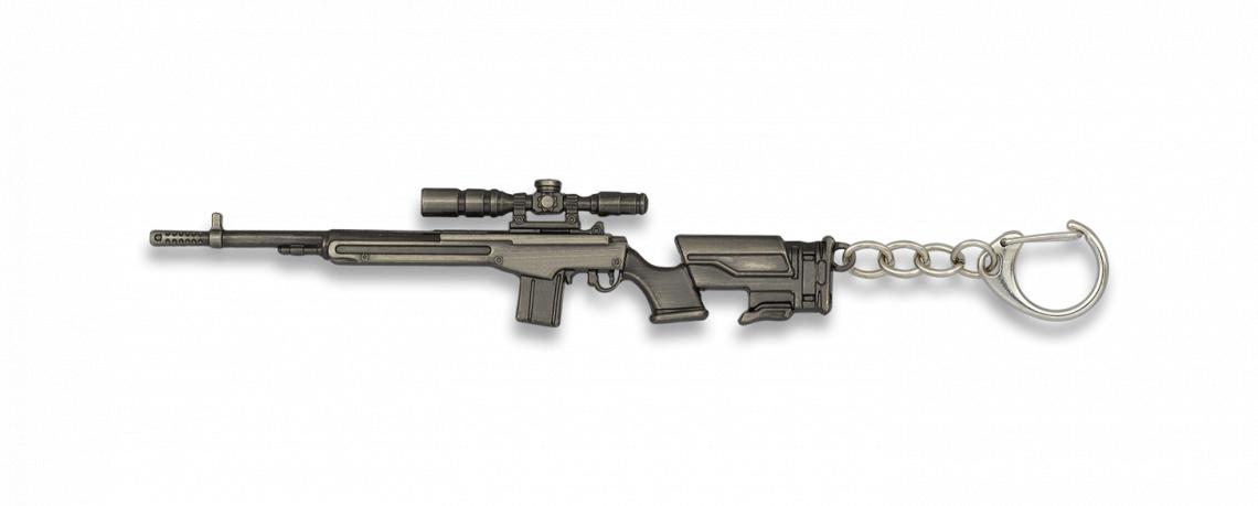 Llavero con forma de rifle de 12,3 cm de largo bañado en color g...