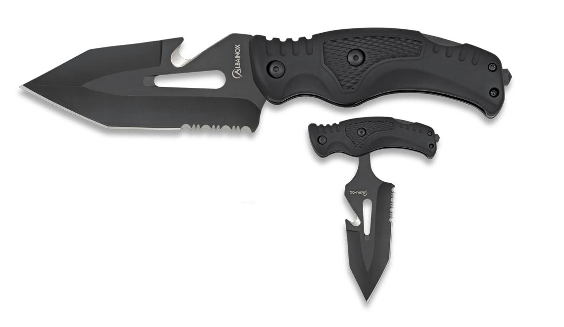 Cuchillo táctico Skinner negro de Albainox con longitud total de 22,2 cm
