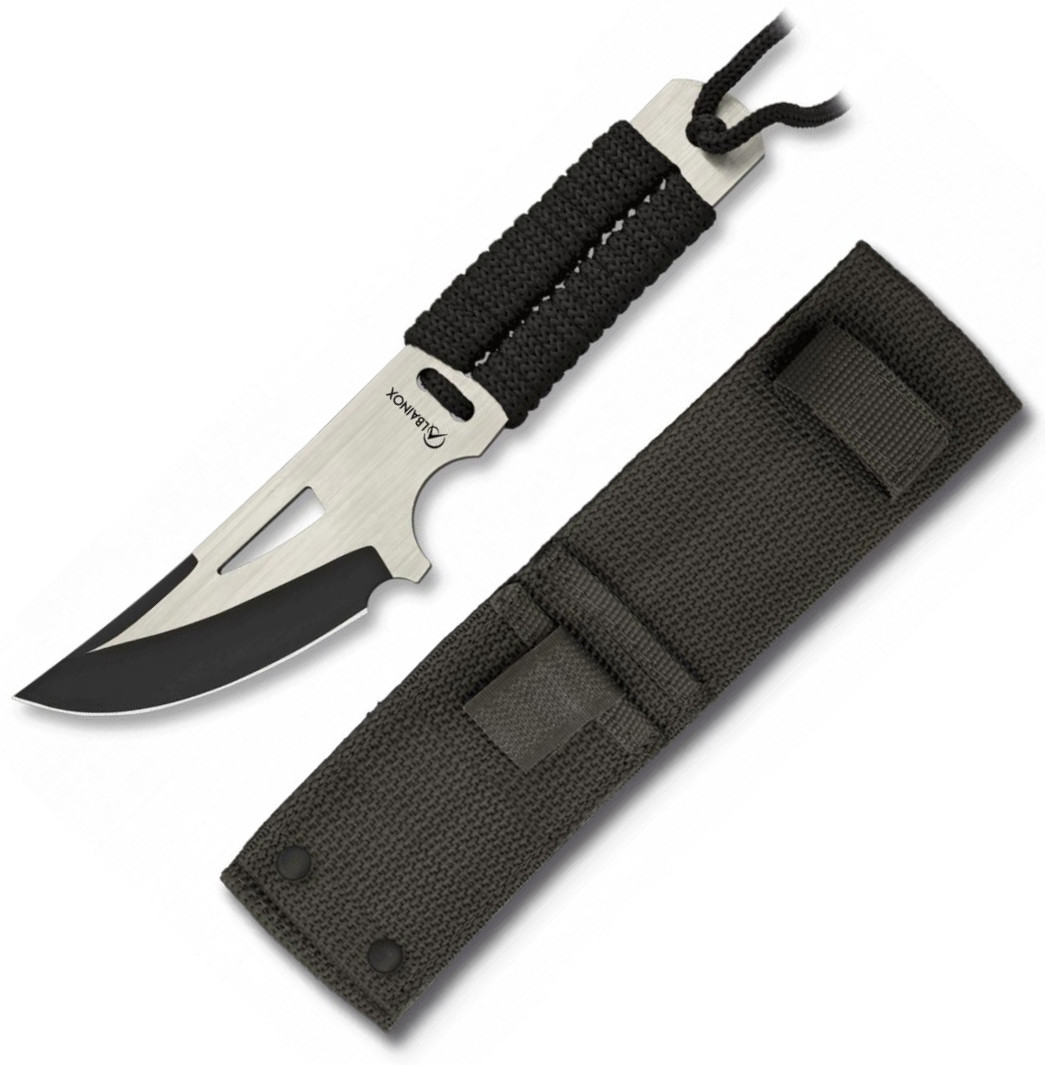 Cuchillo táctico encordado negro de Albainox con hoja de 9 cm