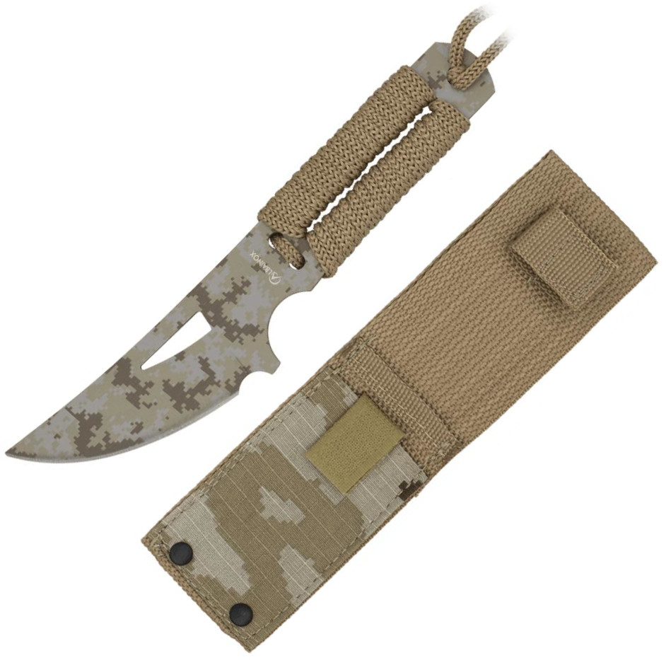 Cuchillo táctico encordado camuflaje coyote de Albainox con longitud total de 19 cm