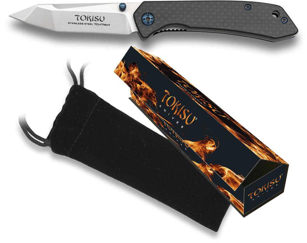 Navaja de Bolsillo de Tokisu con mango de G10 y fibra de carbono ...