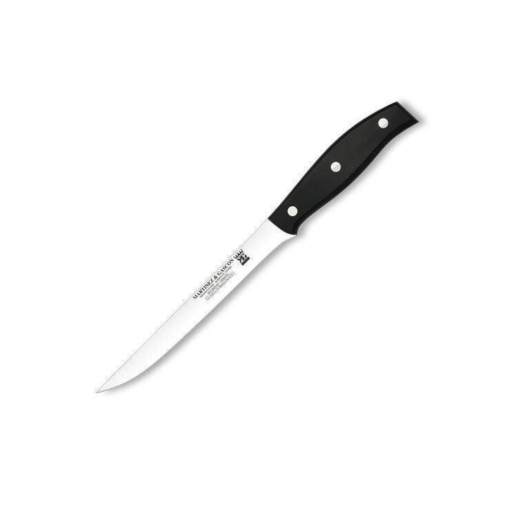 Cuchillo deshuesador con mango de polioximetileno negro y hoja es...