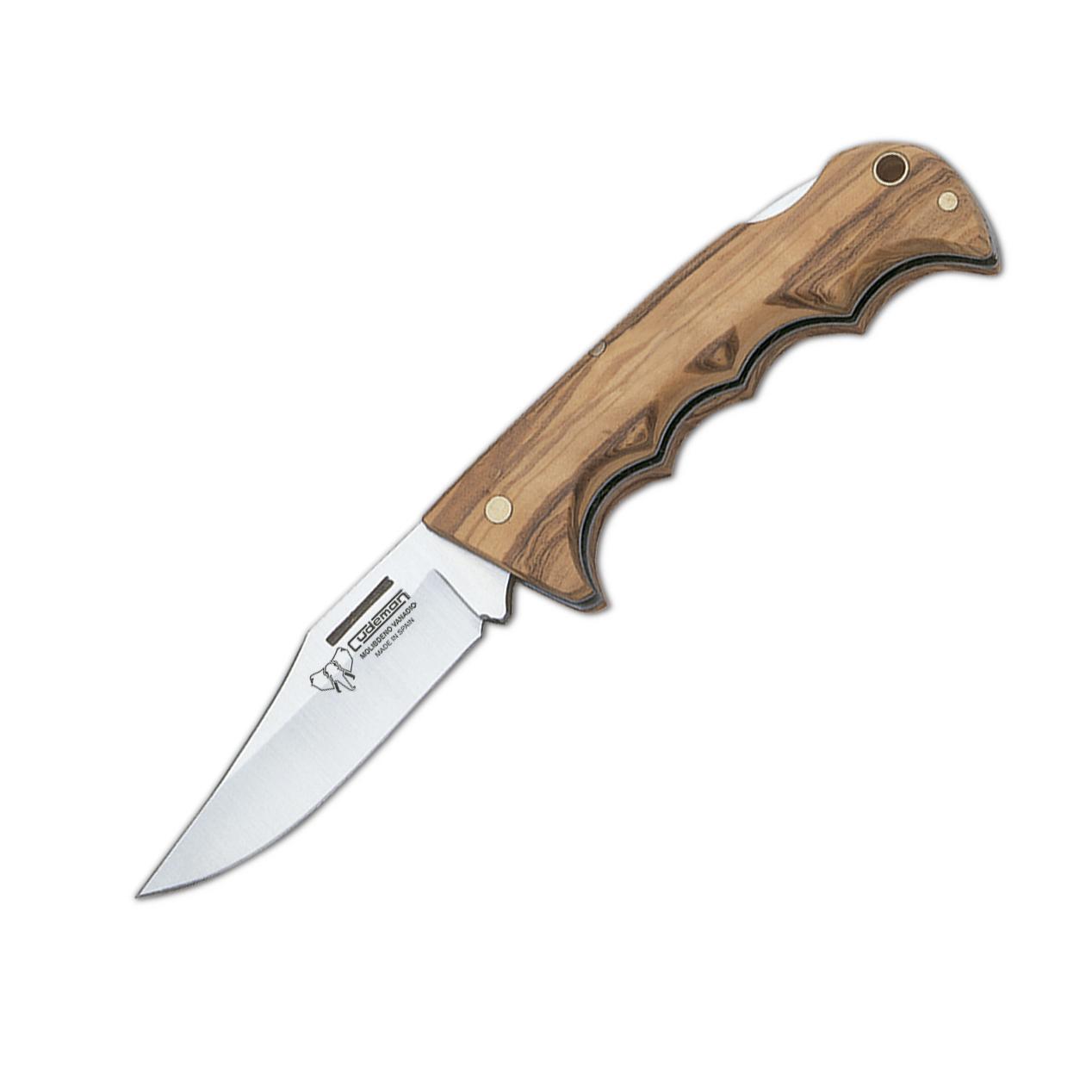 Navaja de caza Cudeman. Puño en madera de olivo. 8 cm. Hoja Clip...