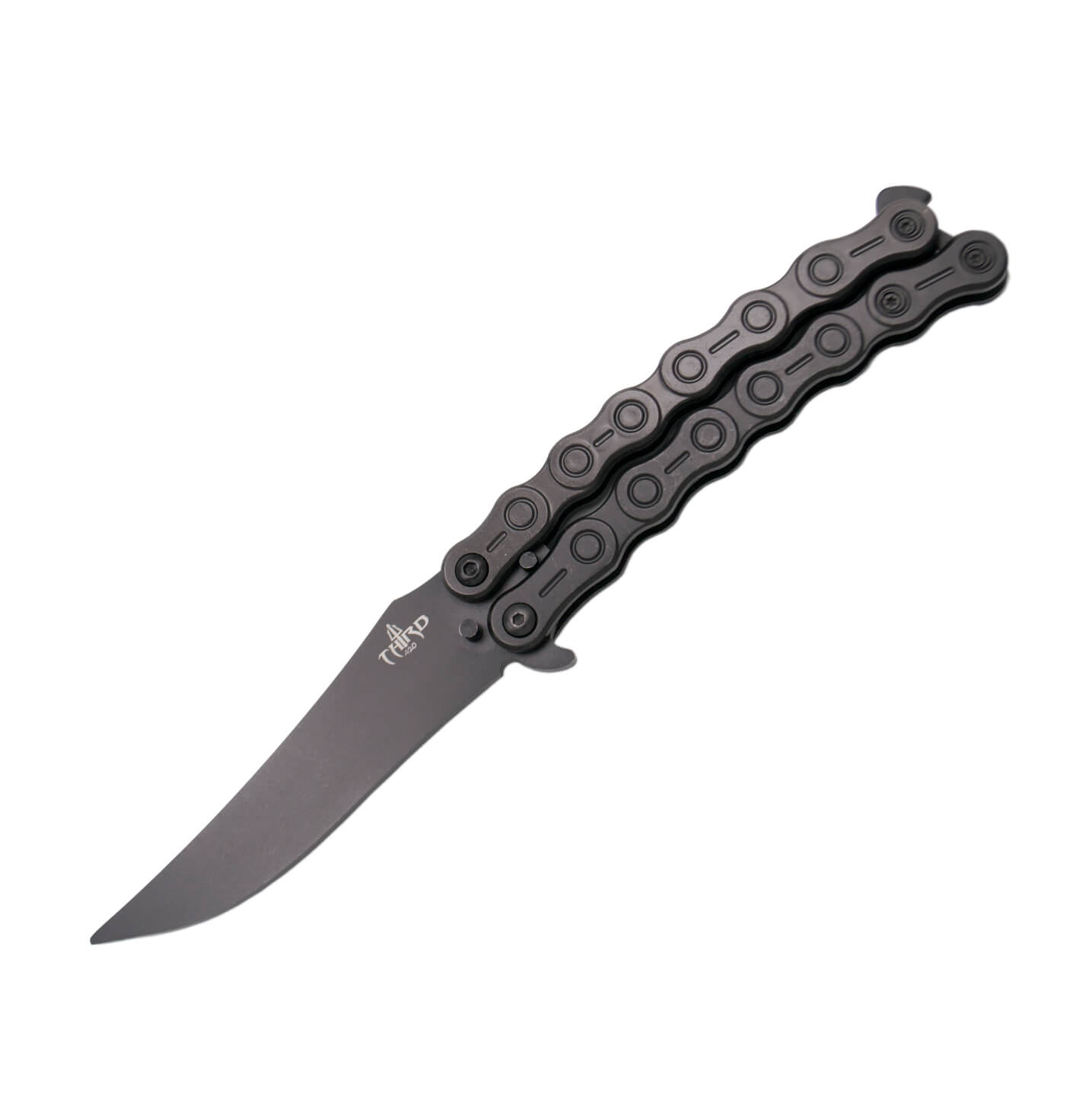 Navaja mariposa de entrenamiento en negro con mango de acero inox...