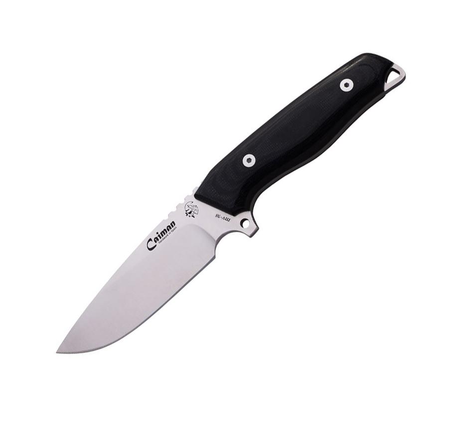 JV Caiman knife with black TRF handle and Cordura sheath