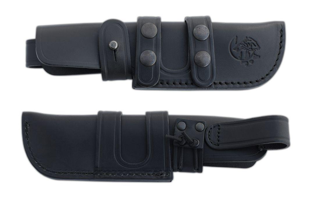 JV K9 cuchillo táctico con mango de G10 y funda de piel
