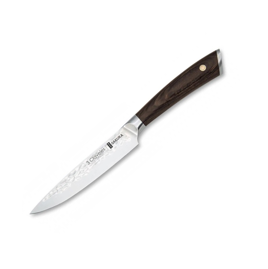 Cuchillo de cocina 3 Claveles Sakura con mango de madera de pakka...