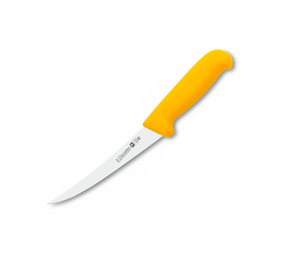 Cuchillo deshuesador curvo con mango amarillo y hoja  de 15 cm 3 ...