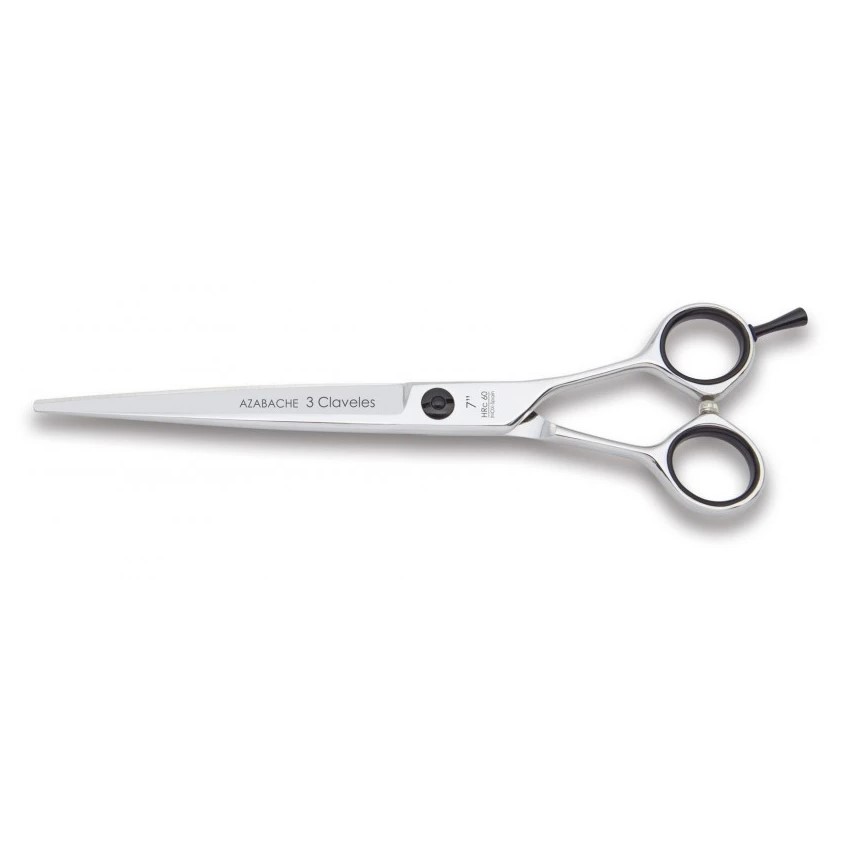 Tijera de peluqueria Azabache 7" con filo navaja 3 Claveles