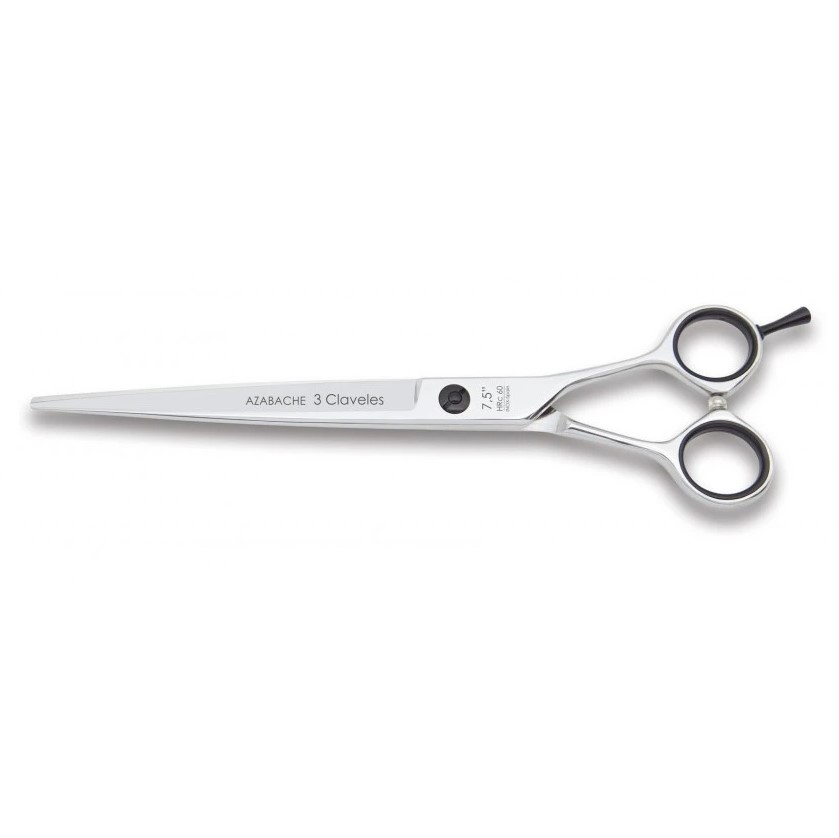 Tijera de peluqueria Azabache 7.5" con filo navaja 3 Claveles