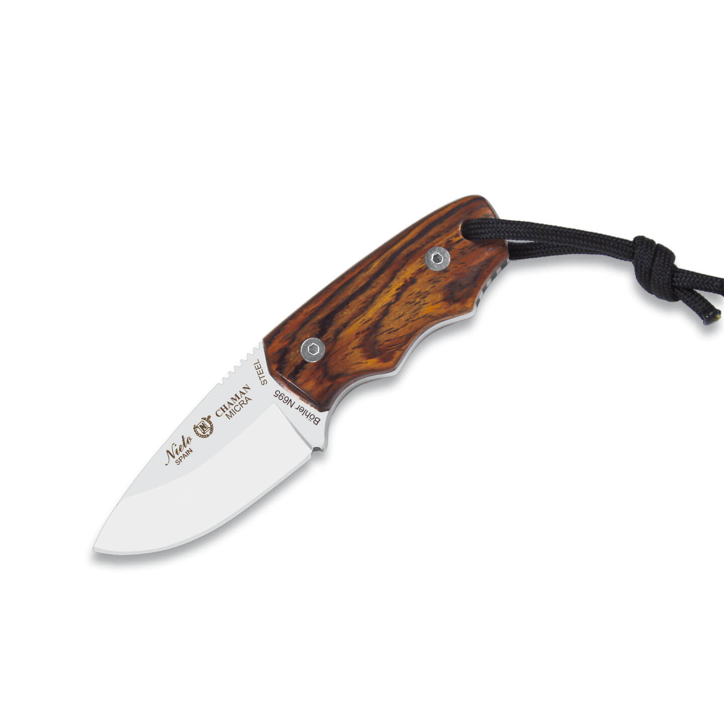 Cuchillo táctico Nieto Chamán micra con mango de madera de coco...