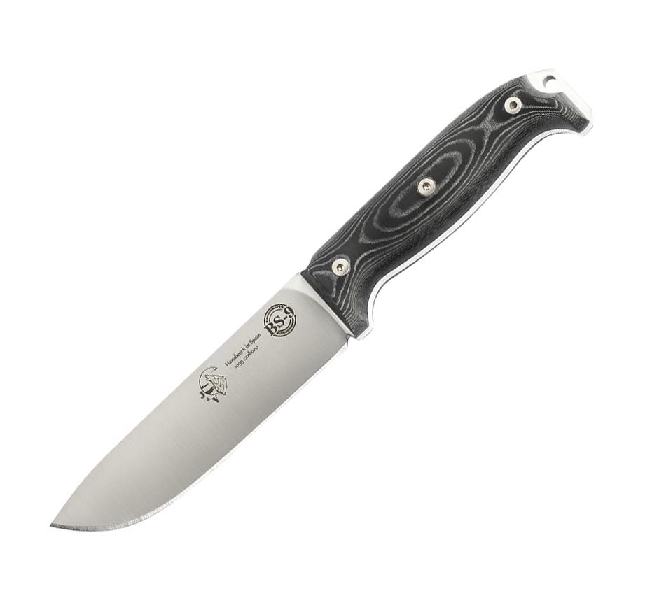 JV BS9 bushcraft knife with carbon steel blade and black micarta ...