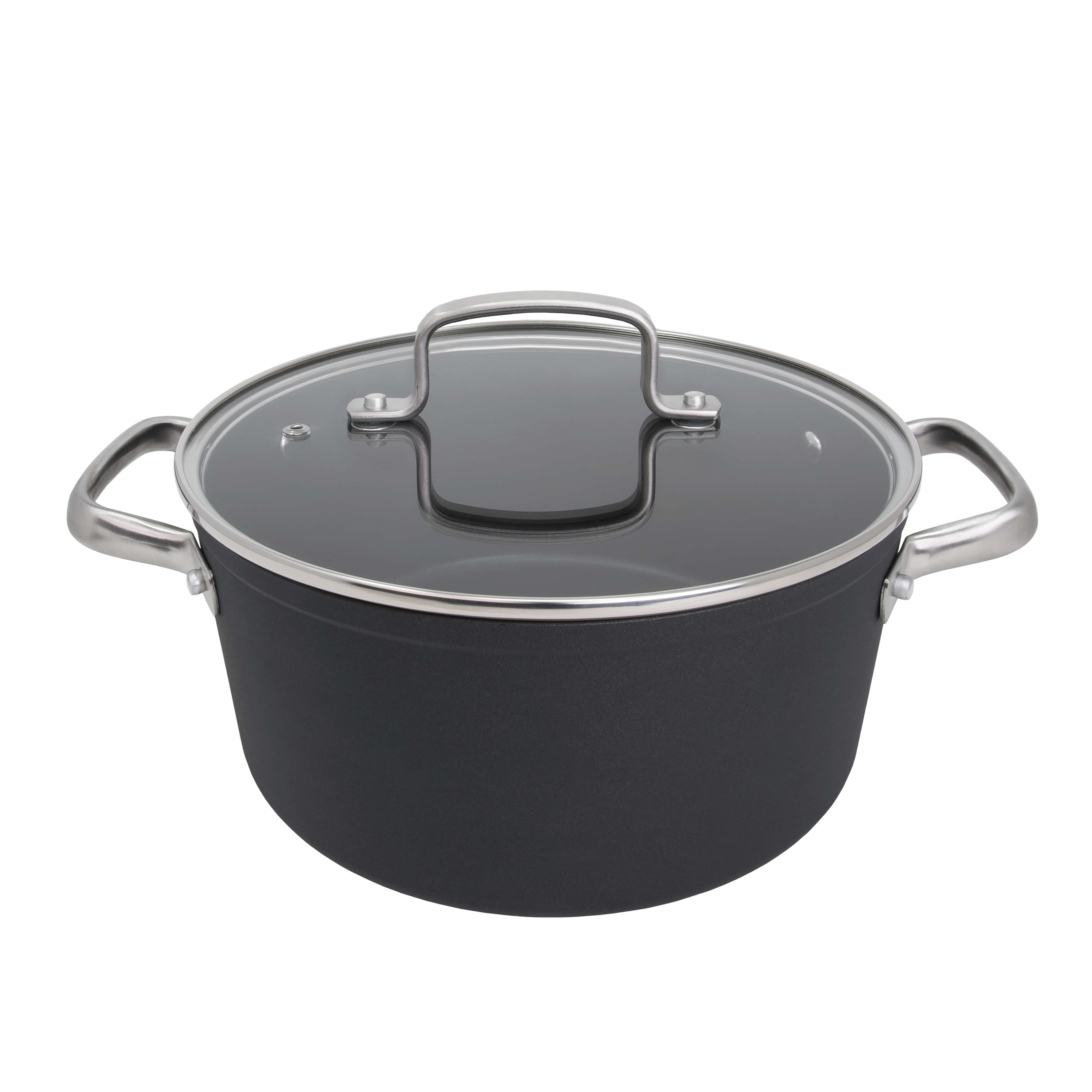 Cacerola antiadherente Samoa 20 cm negra con tapa
