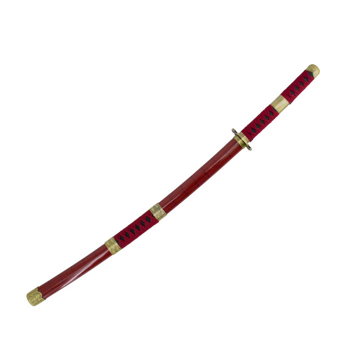 Katana Sandai Kitetsu de Zoro de One Piece con puño y vaina burdeos