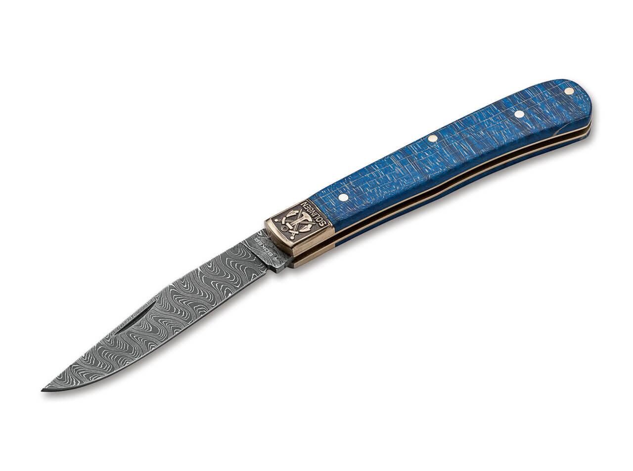 Navaja año 2021 Böker Damasco Trapper Uno Hoja de 8,3 cm de lon...
