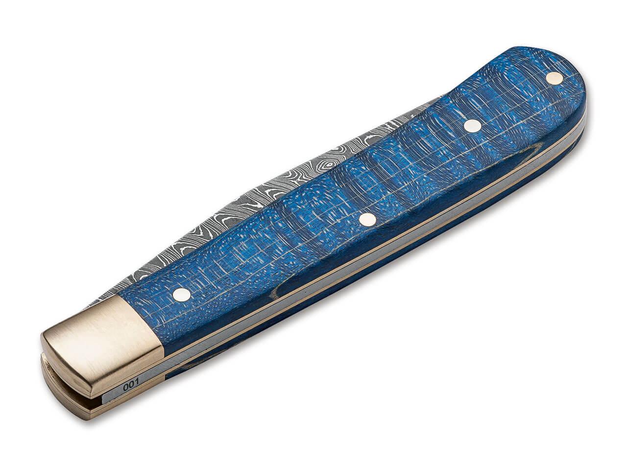 Navaja año 2021 Böker Damasco Trapper Uno Hoja de 8,3 cm de longitud Edición limitada