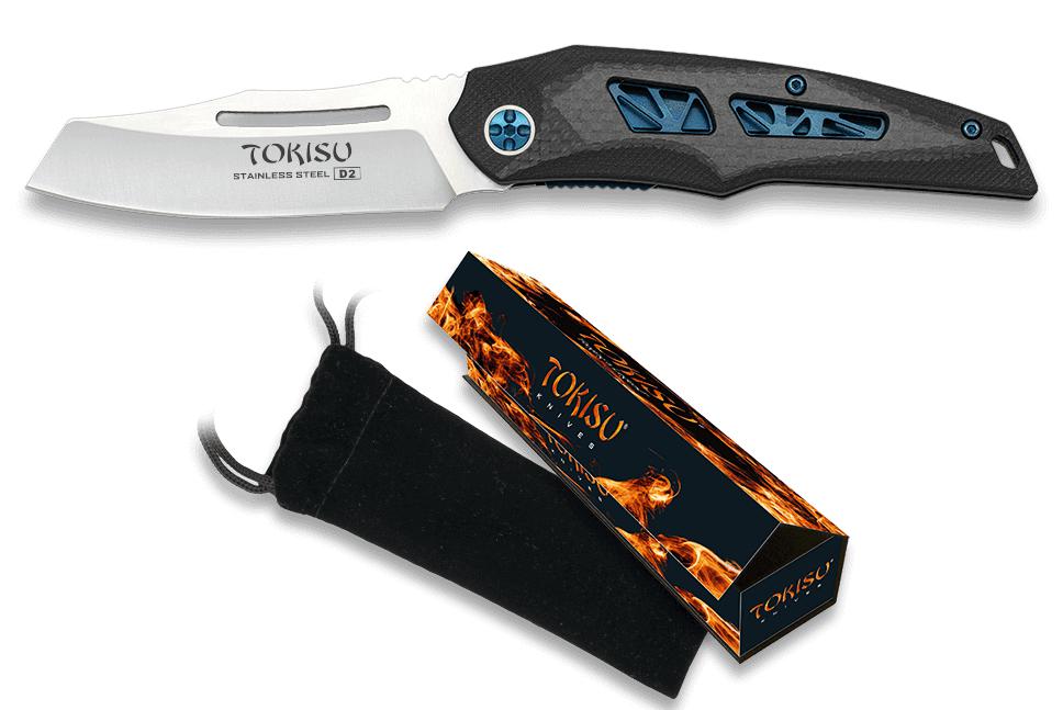 Navaja Táctica TOKISU, hoja de 8.50 cm y mango de G10 fibra de carbono