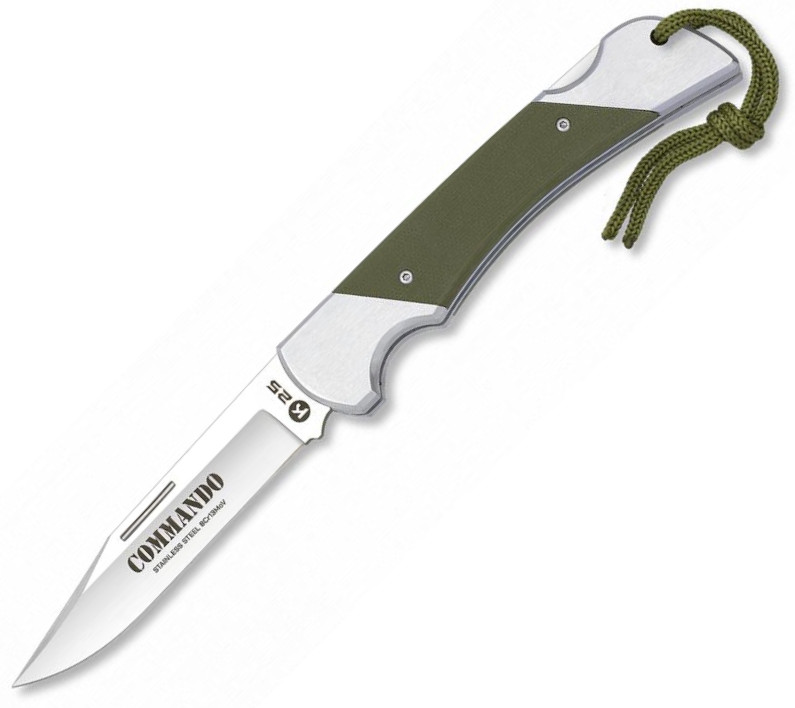Navaja Táctica COMMANDO, con hoja de 10.50 cm y mango de Acero y G10 verde