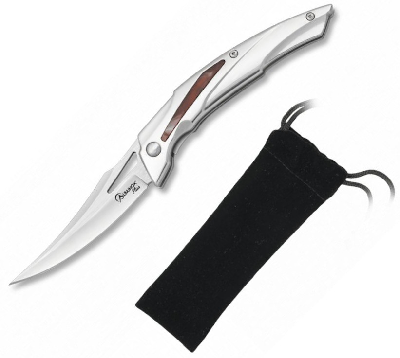 Navaja Albainox Plus con funda de terciopelo, clip y hoja de 8 cm