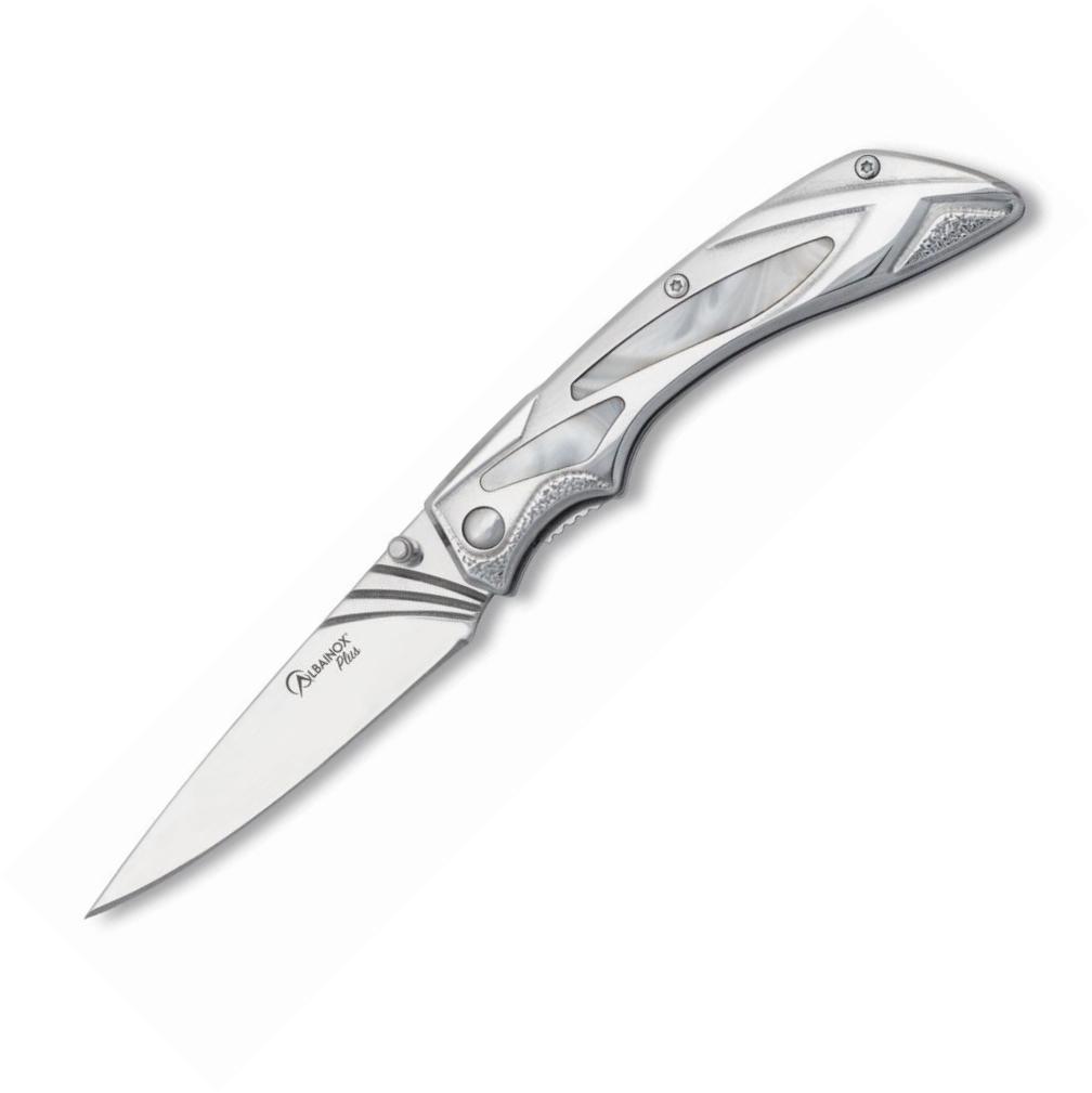 Navaja Albainox Plus con mango de acero-imitación nácar, clip y...