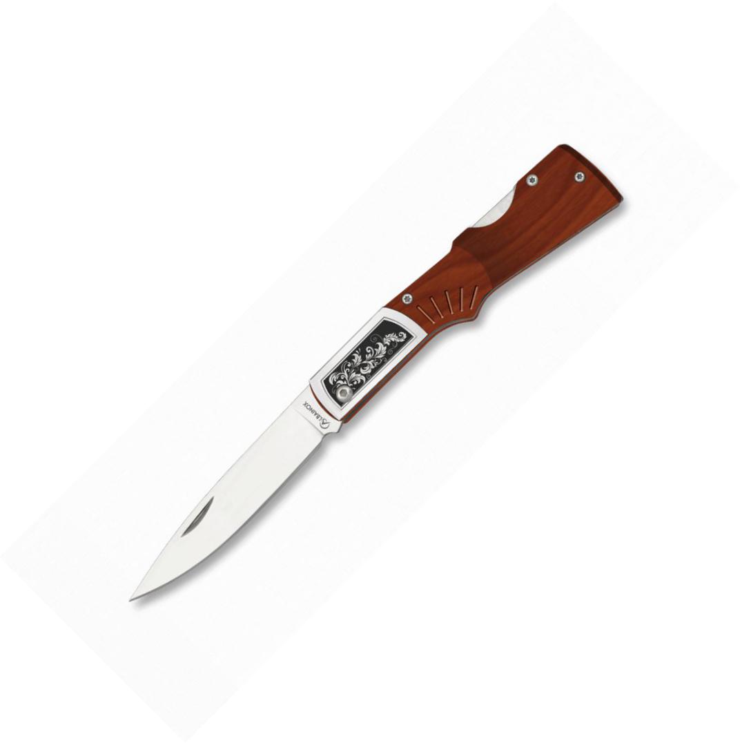 Navaja Albainox Rifle con mango de aluminio rojo, bloqueo trasero...