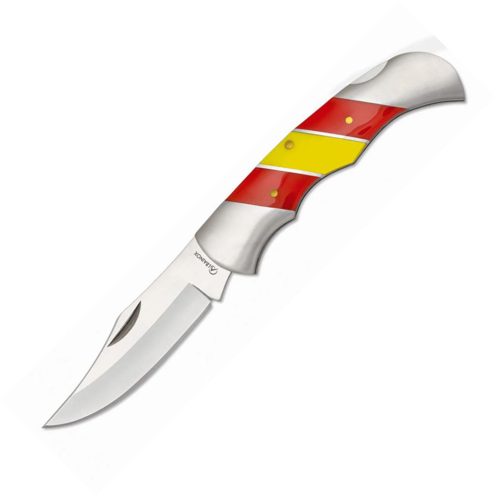 Navaja de ALBAINOX con mango de resena con los colores de España...