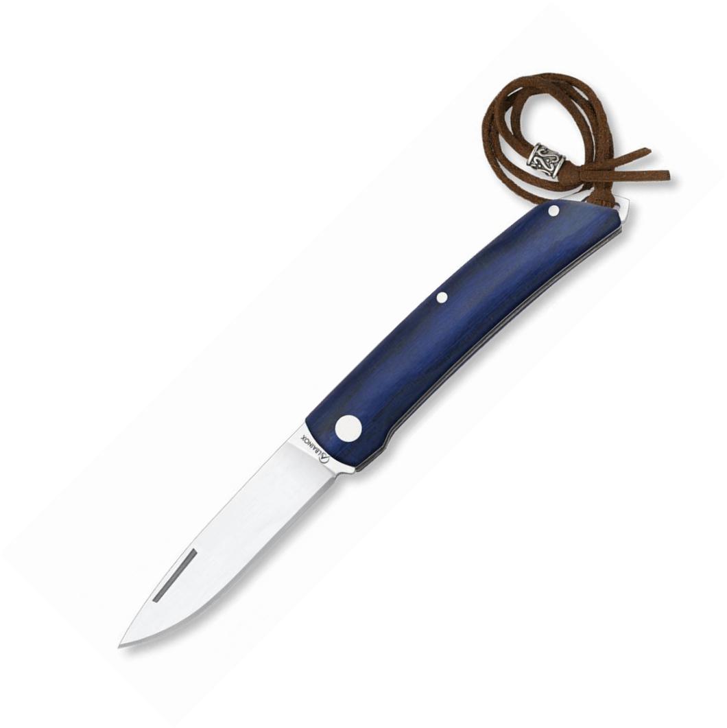 Navaja Albainox con mango de stamina azul, cordón de polipiel y ...