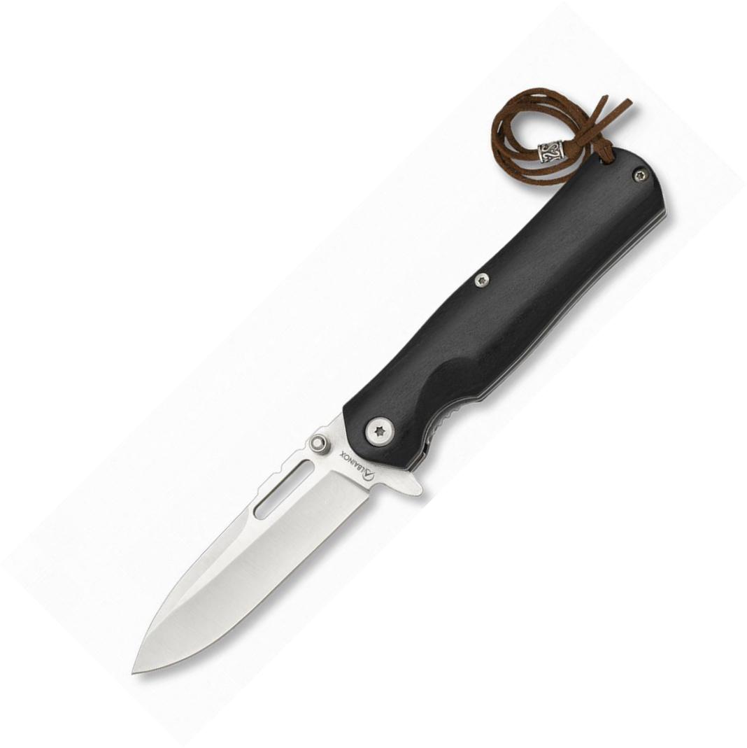 Navaja Albainox con mango de stamina negra, cordon de polipiel, b...