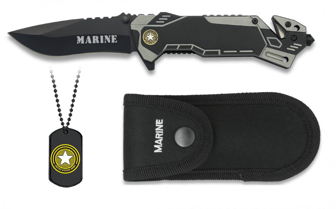Navaja táctica Albainox MARINE con chapa, corta cinturón y hoja de 8,1 cm