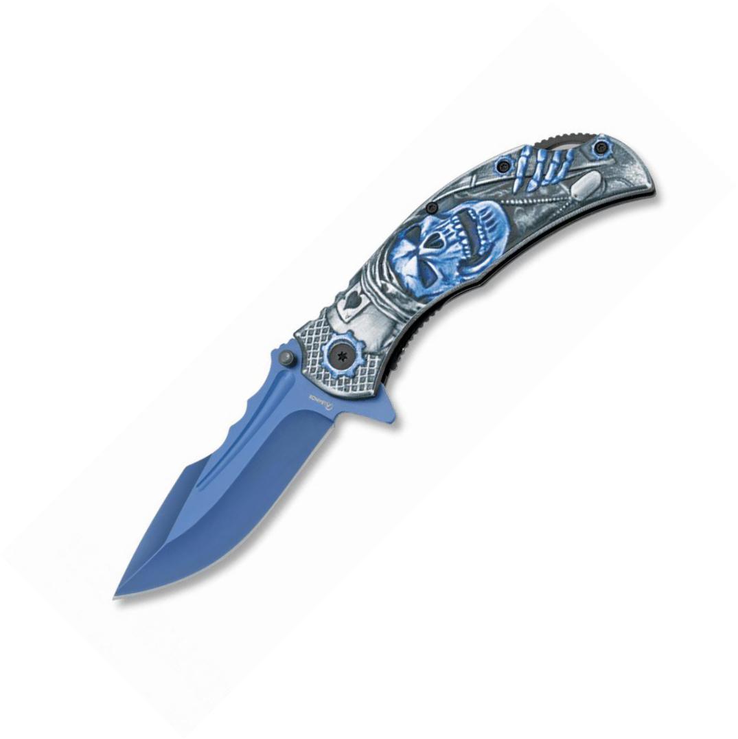 Navaja Albainox 3D calavera Azul y hoja de 9 cm