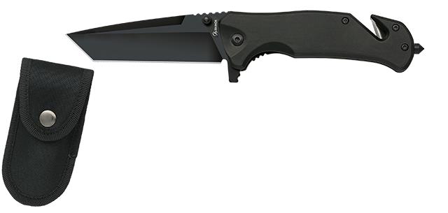 Navaja de seguridad Albainox negra Tanto con funda de nylon y hoja de 8 cm