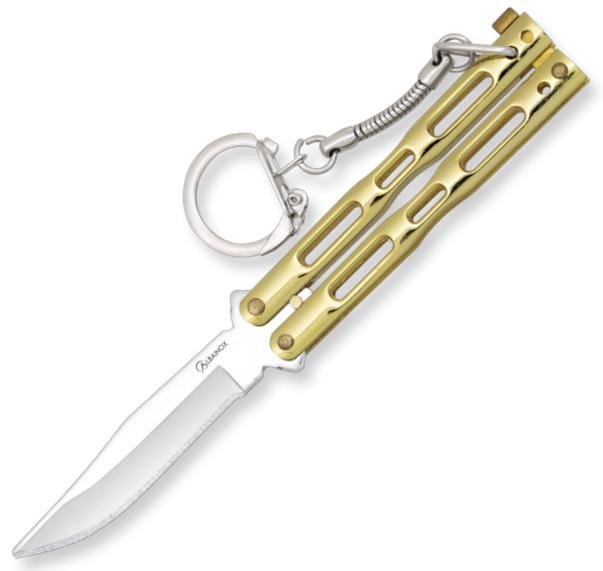 Navaja abanico llavero Albainox dorado. Hoja de 6 cm