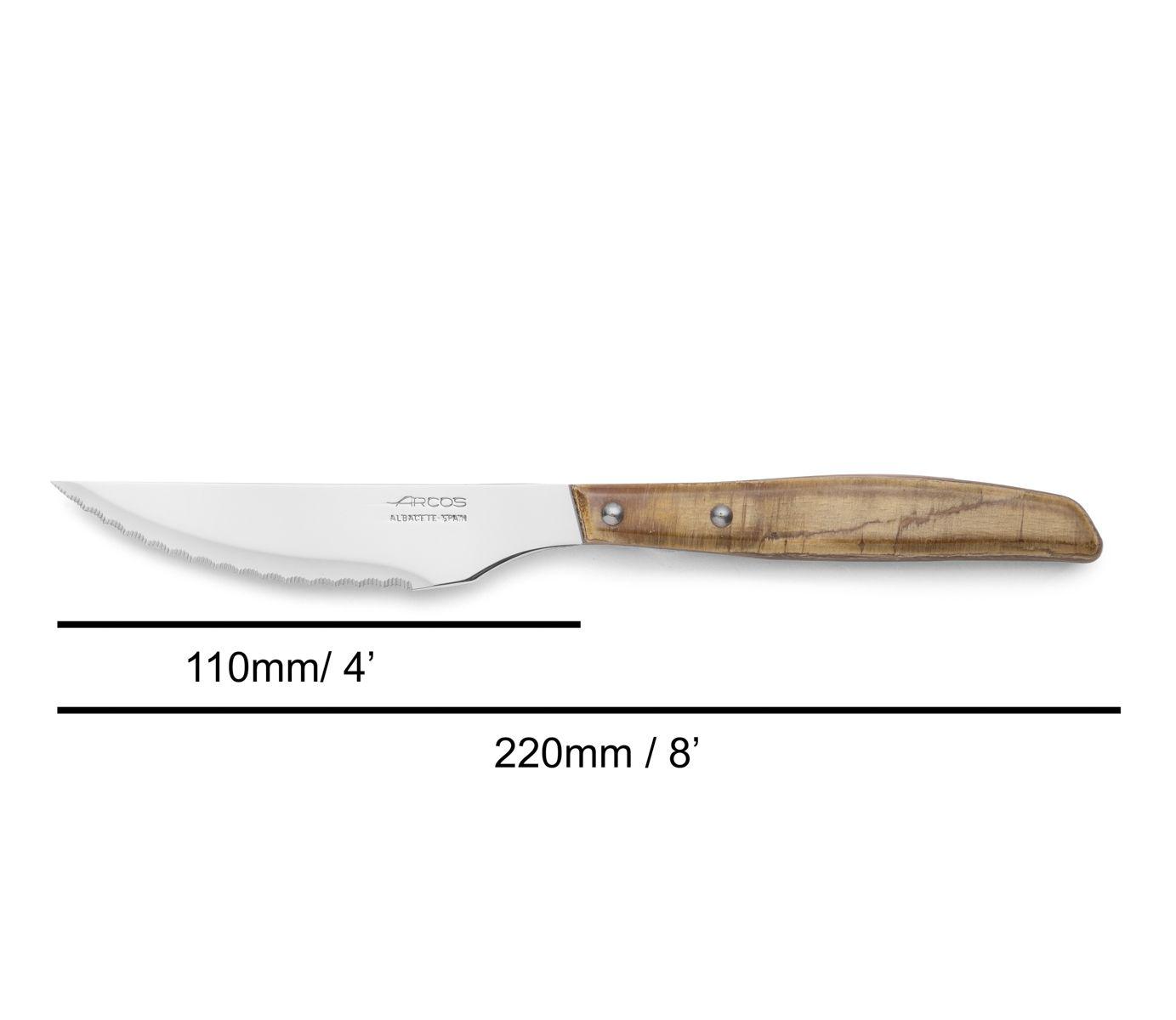 Set de 6 cuchillos chuleteros de madera de chopo comprimida Arcos