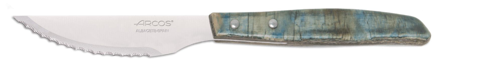 Set de 6 cuchillos chuleteros de madera de chopo comprimida azul Arcos