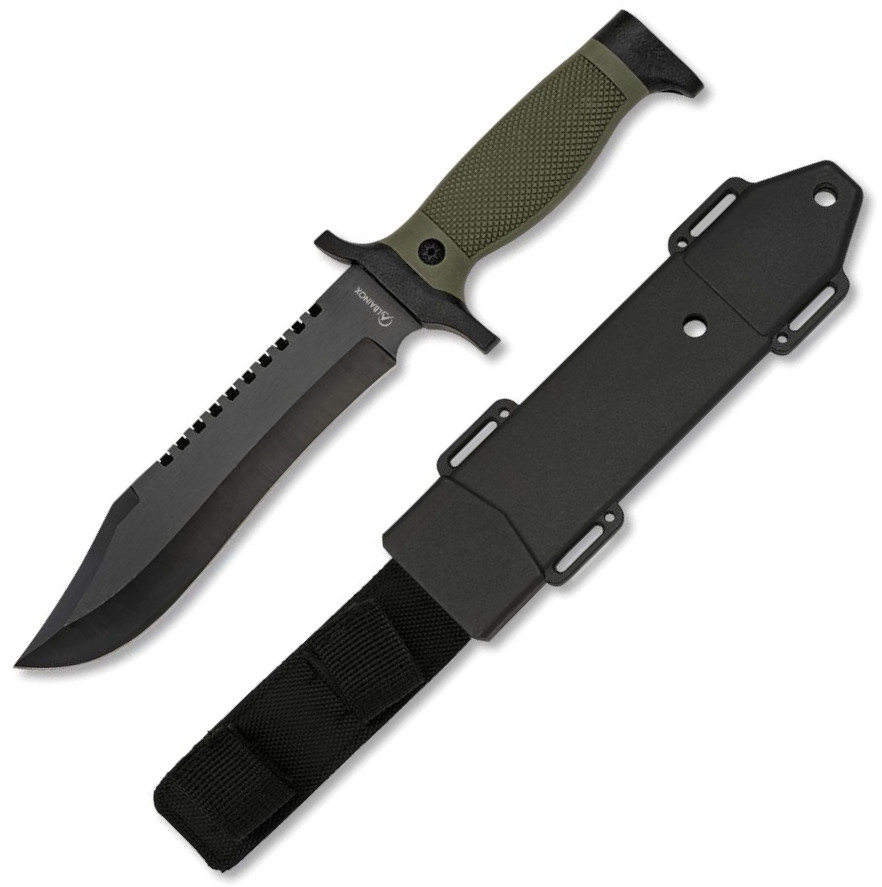Cuchillo Táctico Black Bear de Albainox con mango de Goma y ABS y hoja de 18 cm