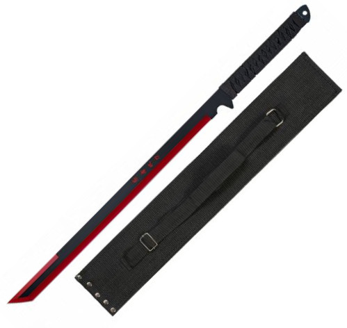 Machete tanto con hoja de 48 cm negra y roja y mango encordado